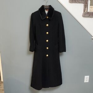 Black Trench Coat with Gold Buttons